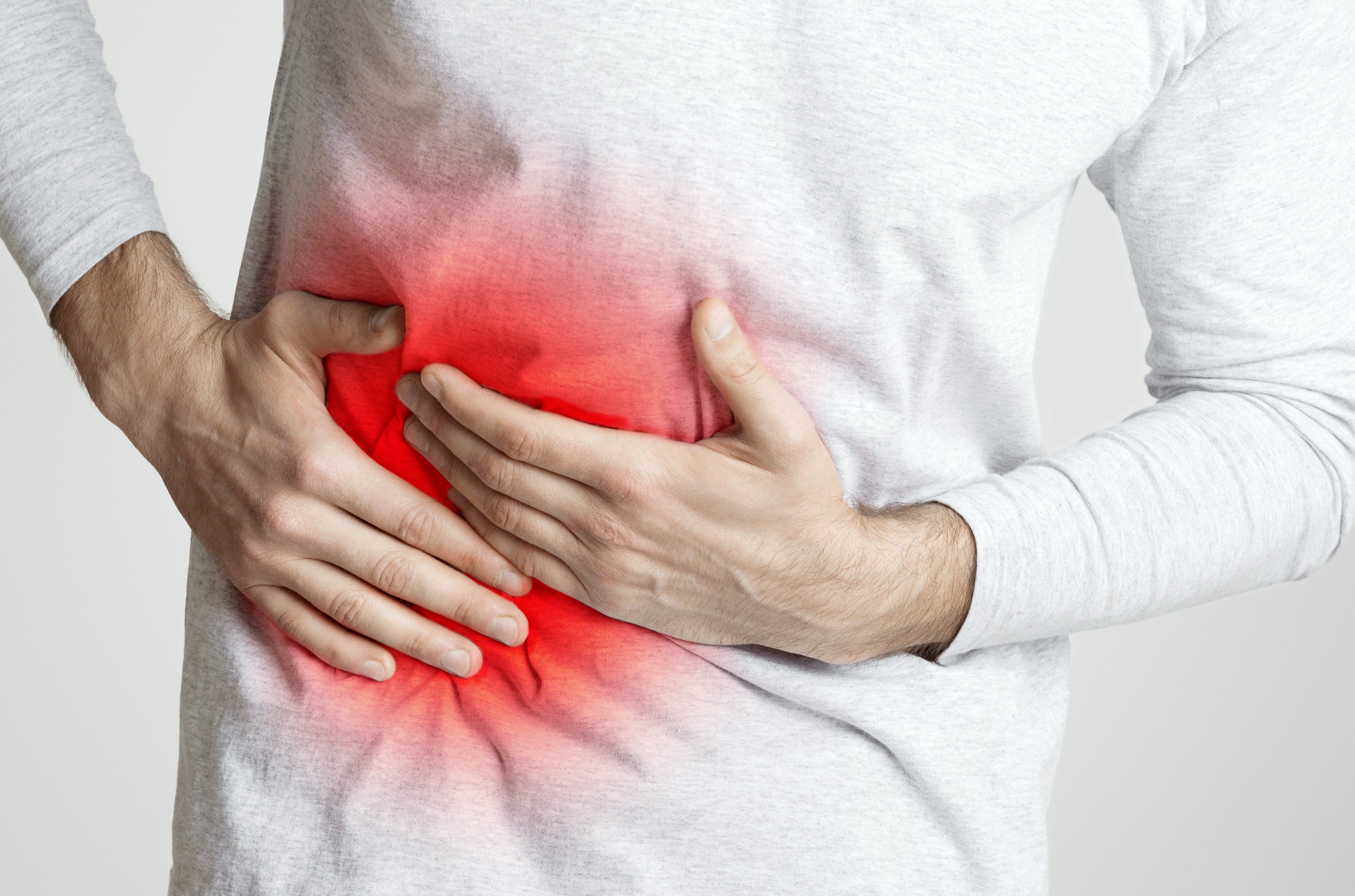 Illustration of gastrointestinal anatomy highlighting inflammation